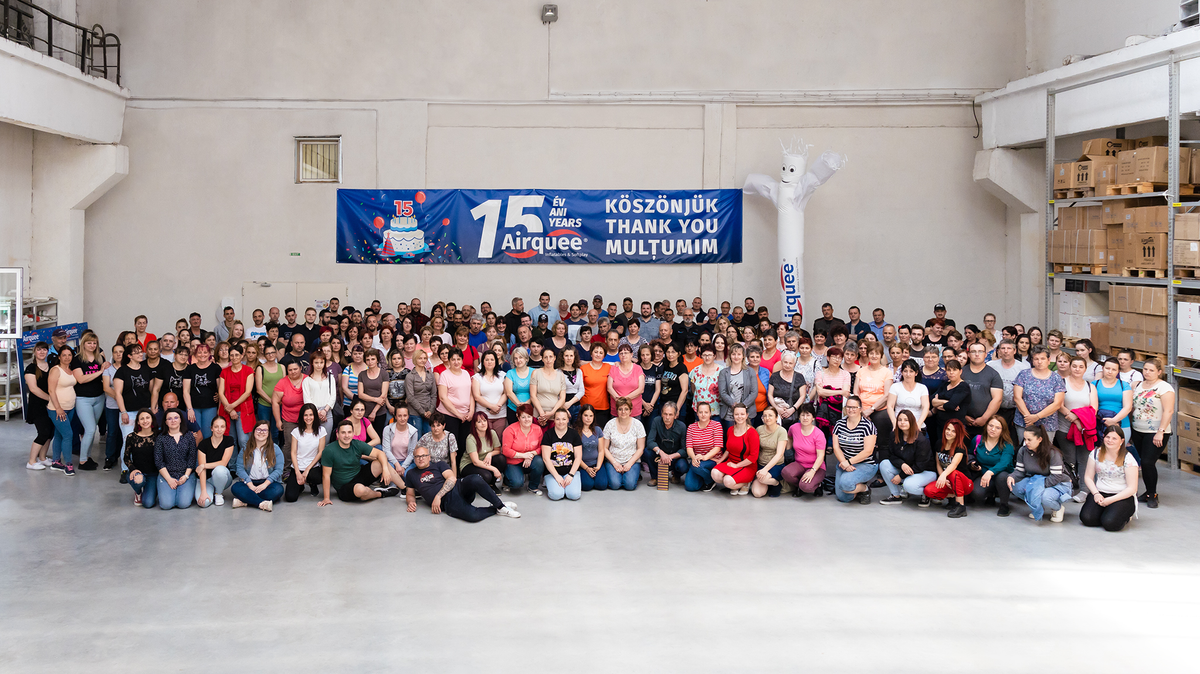 World Photo Day - Airquee team celebrating 15 years of manufacturing excellence