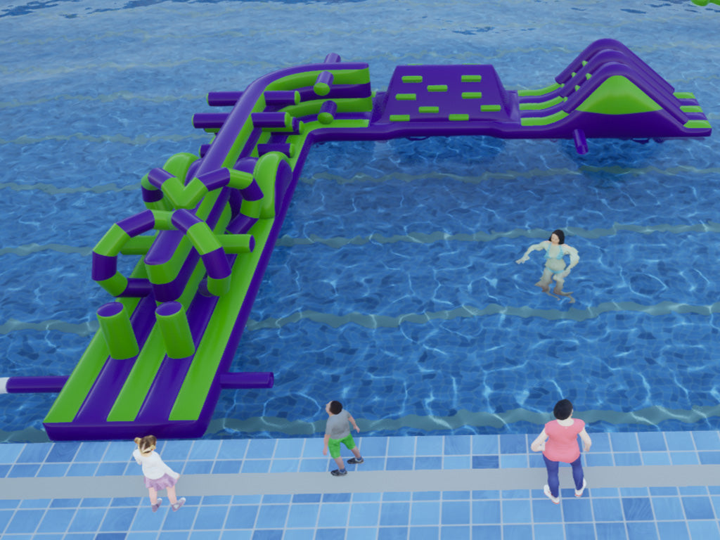 Piscine gonflable Curvigig verte et violette 9,4 m