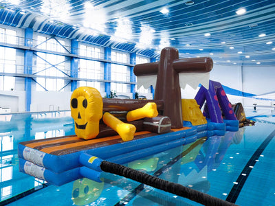 15m Piraten-Doppelspur Aqua Run Pool aufblasbar