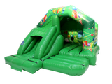 Combinado de tobogán frontal de fiesta verde 5x4 m - listo para disco