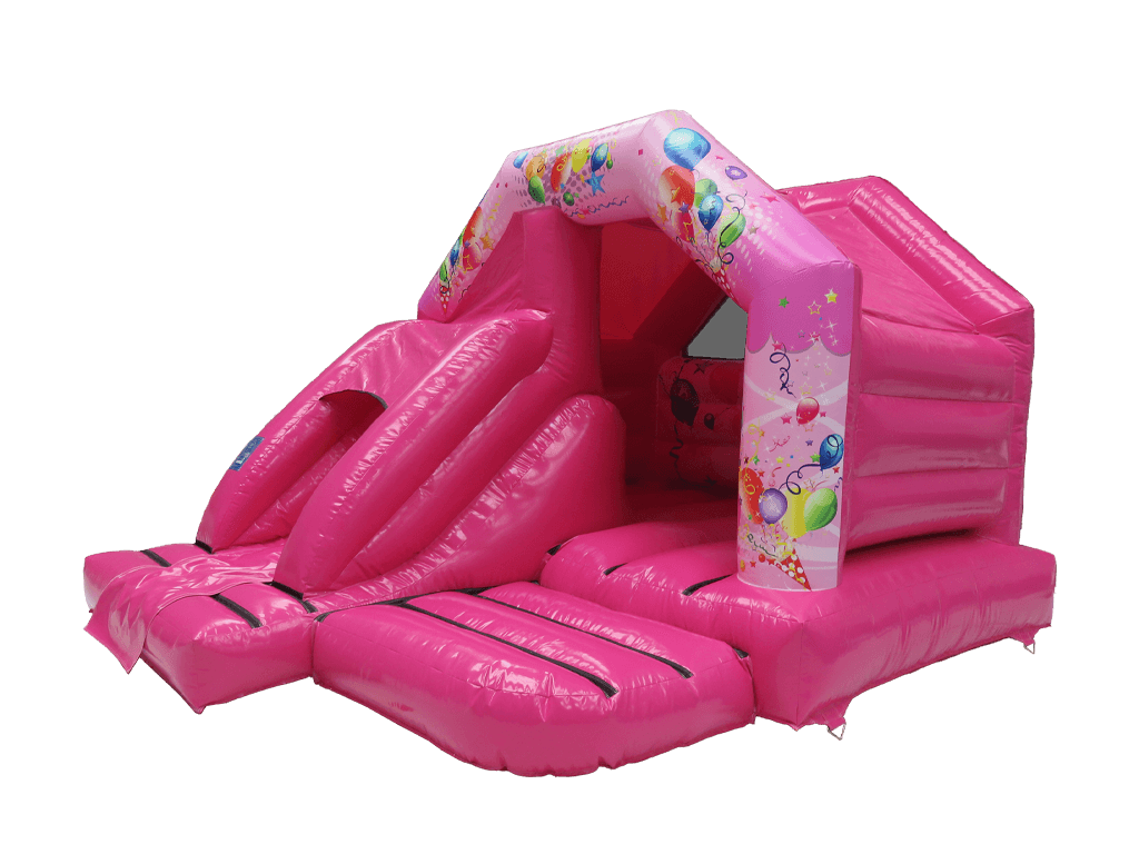 Combinado de tobogán frontal de fiesta rosa 5x4 m