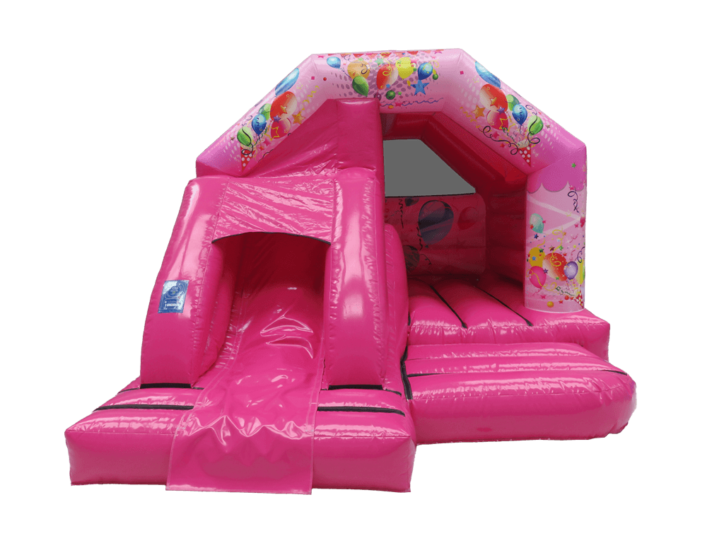 Combinado de tobogán frontal de fiesta rosa 5x4 m