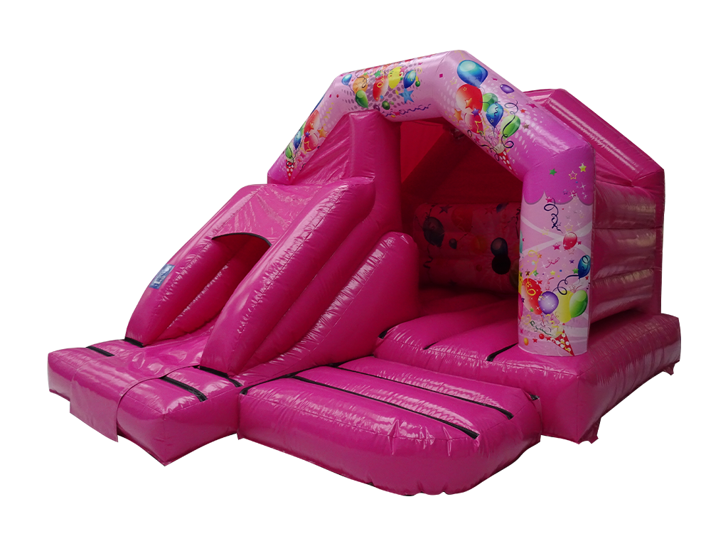 Combinato Scivolo Frontale Party 5x4m Rosa - Pronto per Disco