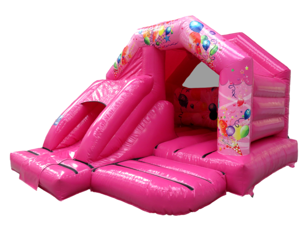 Combinado de tobogán frontal de fiesta rosa 5x4 m
