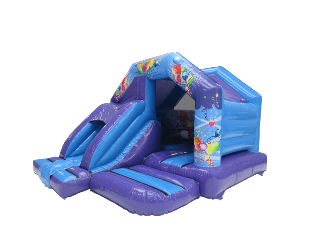 5,5x3,7m Lila-Blaue Party Front-Rutschen-Kombi