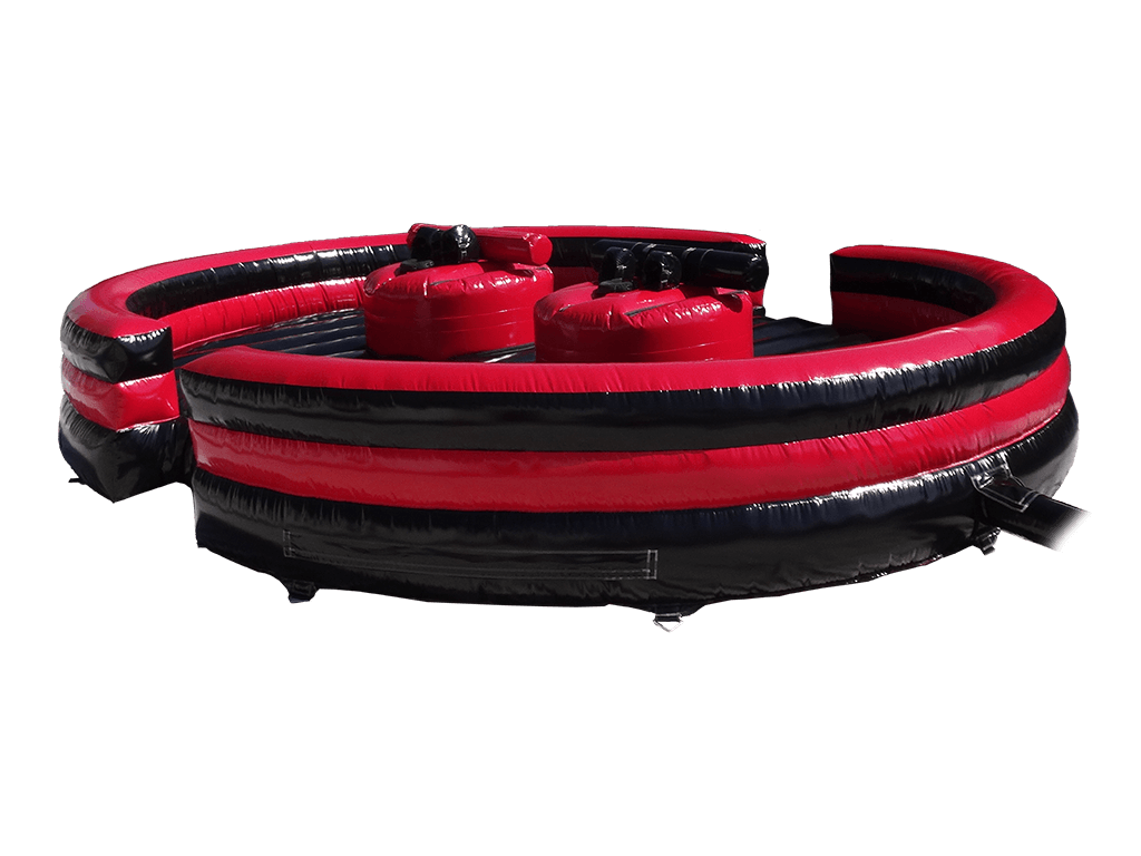 Juego inflable Gladiador duelo negro y rojo