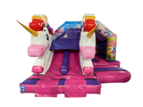 Escorrega Duplo Frontal 3D Unicórnio 4,5x4,5m Combinado