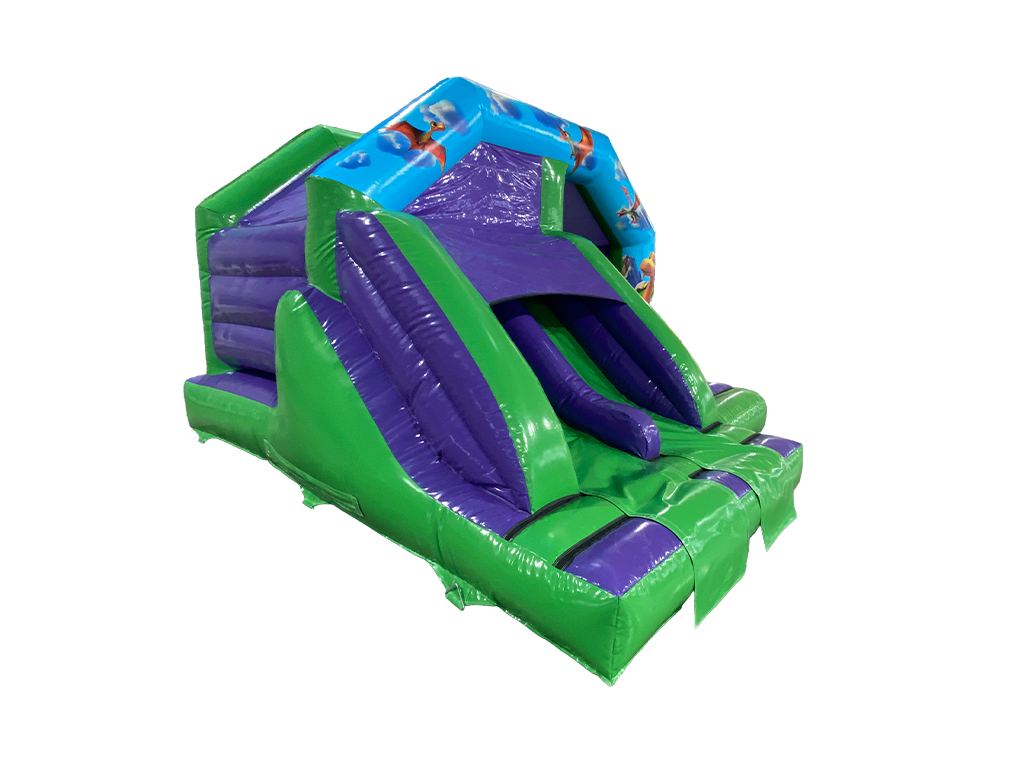 4.5x4.5m Dinosaur Twin Lane Front Slide Combi