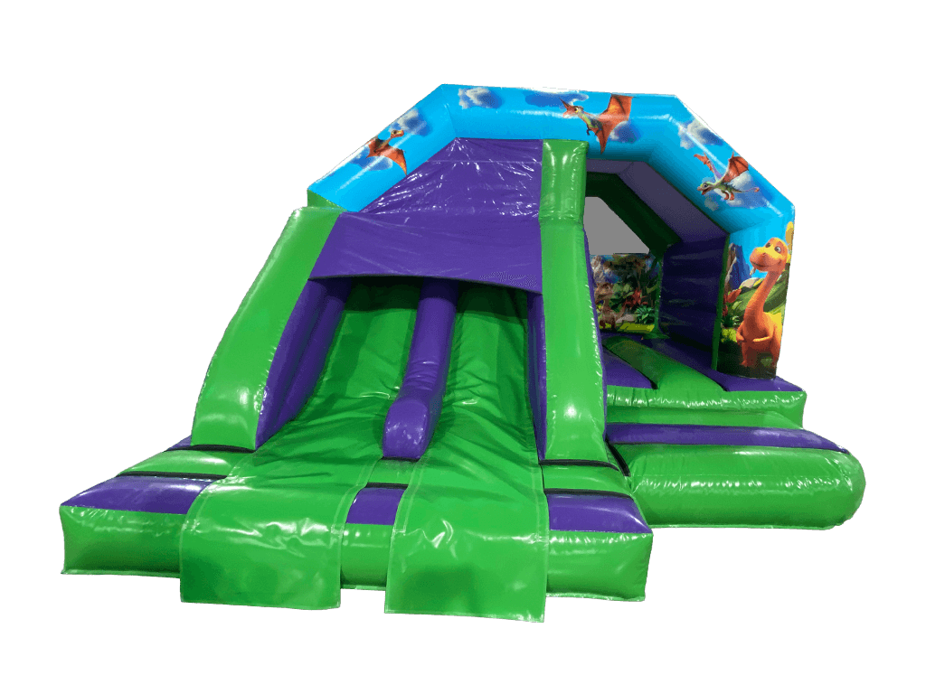4.5x4.5m Dinosaur Twin Lane Front Slide Combi