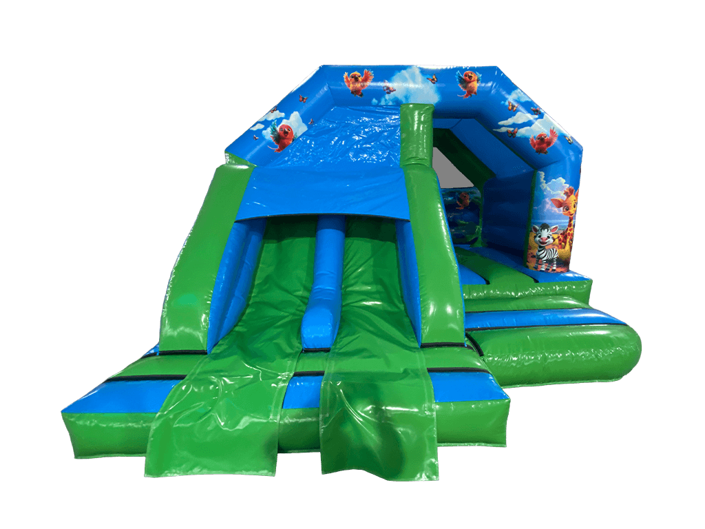 4.5x4.5m Jungle Dubbele Baans Voorkant Glijbaan Combi