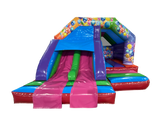 4.5x4.5m Multicoloured Party Twin Lane Front Slide Combi