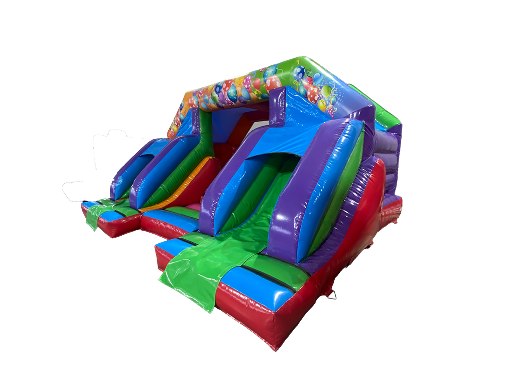 4.6x5.5m Multicoloured Party Double Front Slide Combi