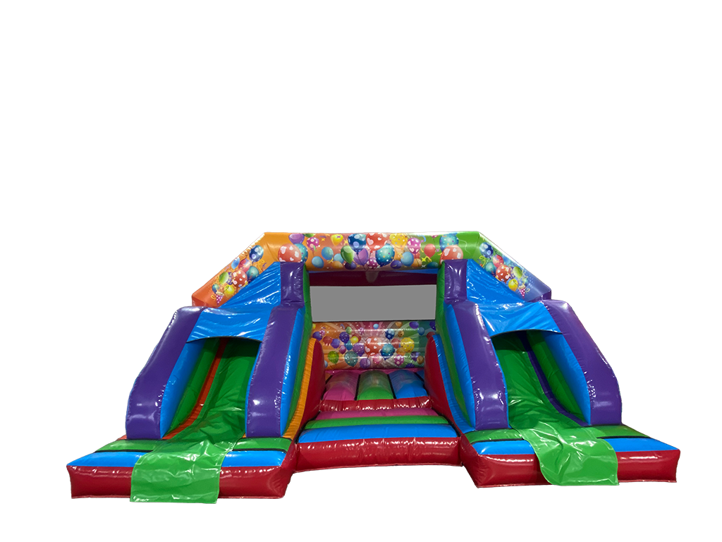 4.6x5.5m Multicoloured Party Double Front Slide Combi