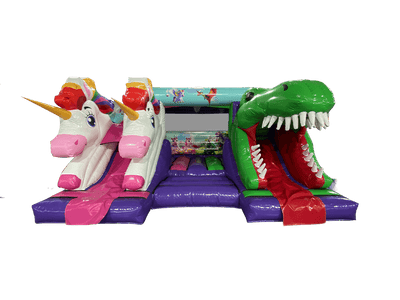 18x15ft Unicorn vs Dinosaur Double Slide Combi