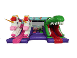 Escorrega Duplo Unicórnio vs Dinossauro 5,5x4,6m Combinado