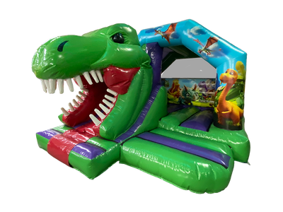 Combi cu tobogan frontal 3D Dino de 15x12ft, cu mișcare a capului