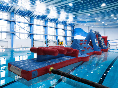 15m Red & Blue Commando Run Pool Inflatable