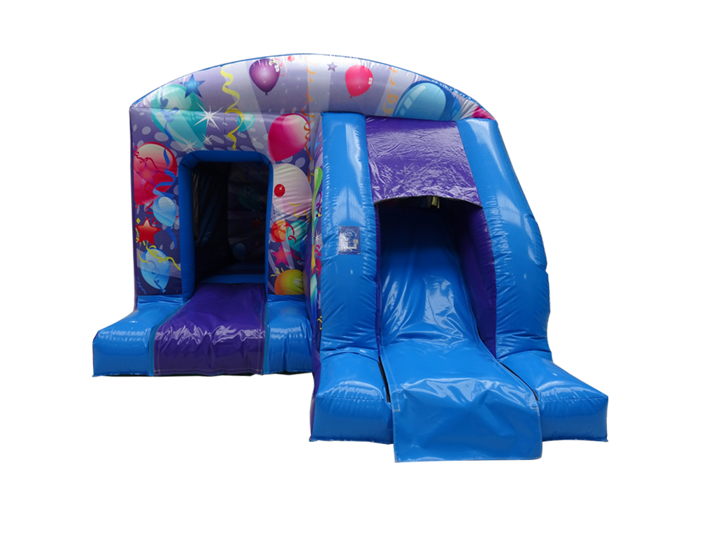 Lila & Blaue Party Box Sprung und Rutsche