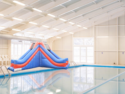 L Shaped Dual Lane Pool Slide