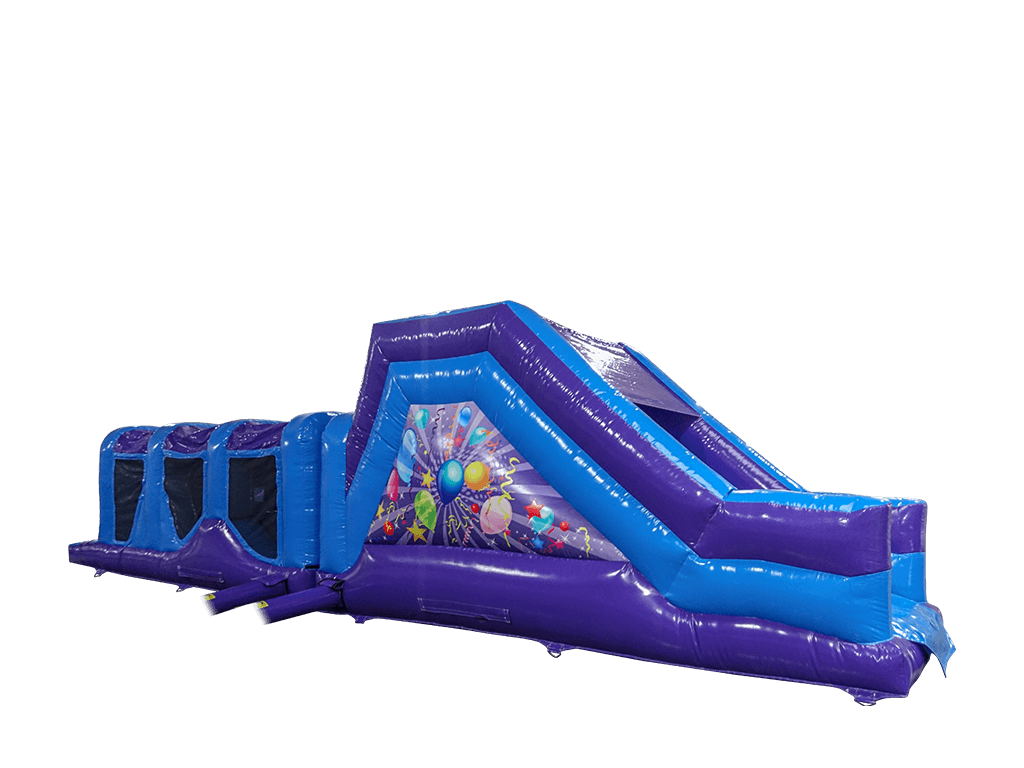 Parcours d'assaut énergie fête violet et bleu 2 parties