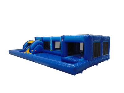 Large Blue Playzone with Roofed Ball Pond & Bouncing Bed