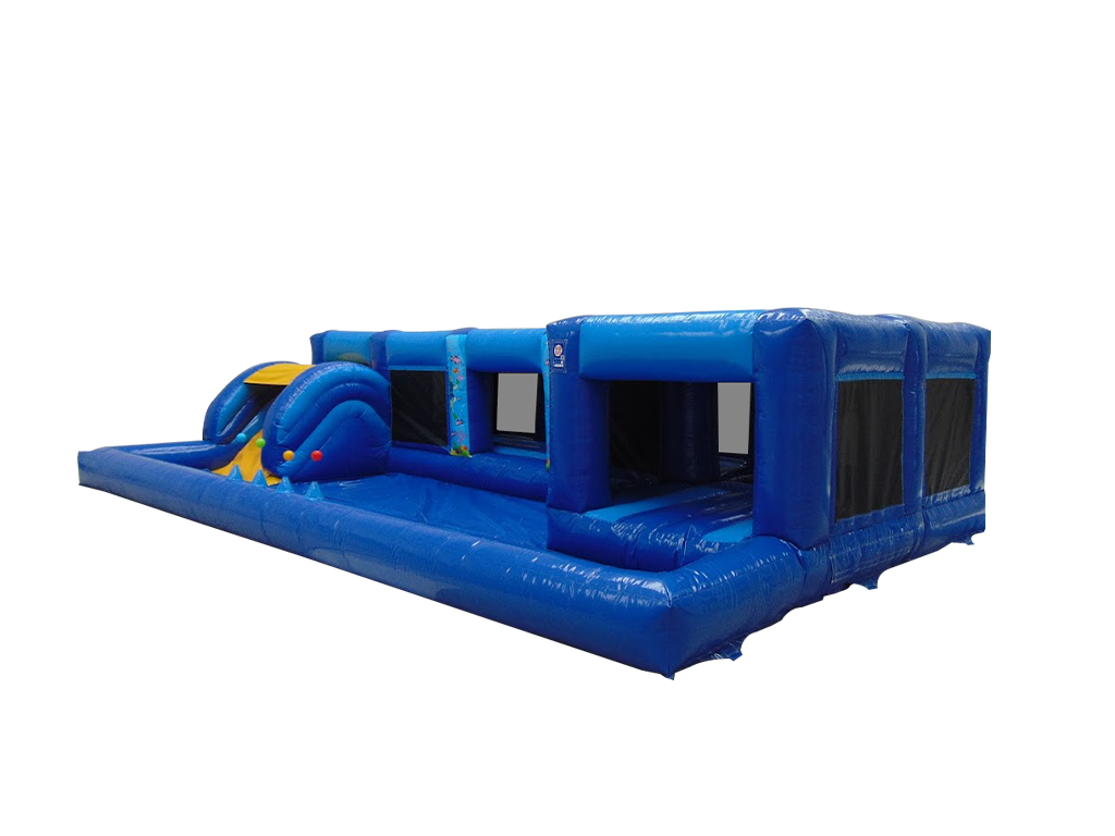 Large Blue Playzone with Roofed Ball Pond & Bouncing Bed