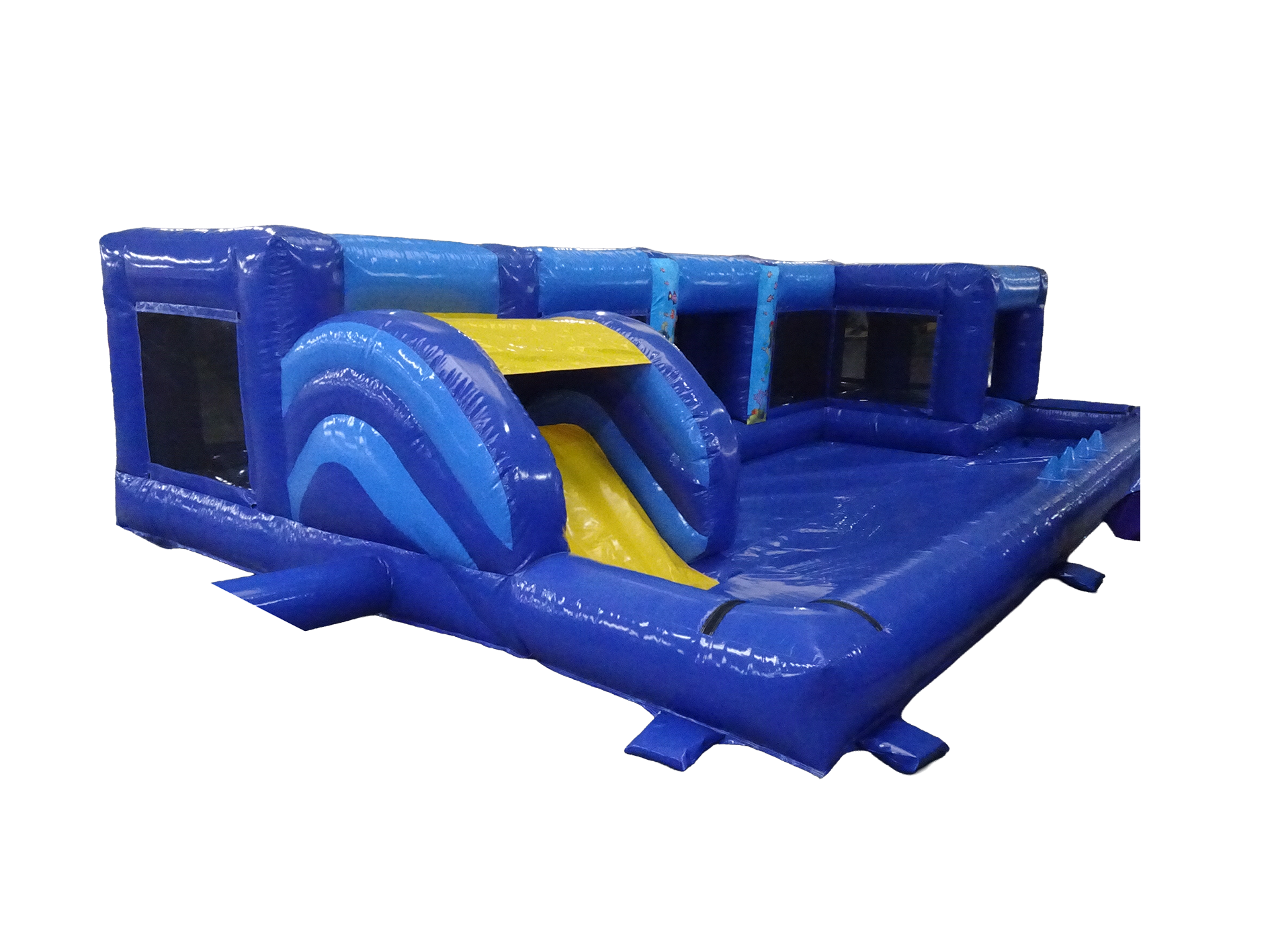 Large Blue Playzone with Roofed Ball Pond & Bouncing Bed
