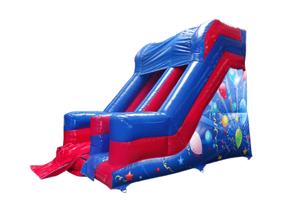 Scivolo per feste blu e rosso con piattaforma da 3m