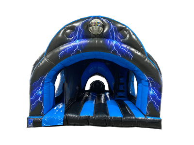 8ft Platform Lightning Curved Bounce and Slide - Disco Ready