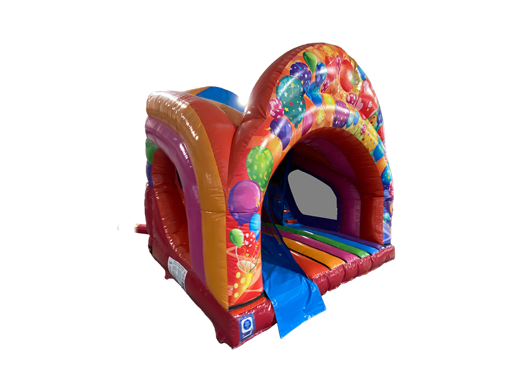 2.5m Platform Multikleurige Feest Gebogen Spring- en Glijbaan - Klaar voor Disco