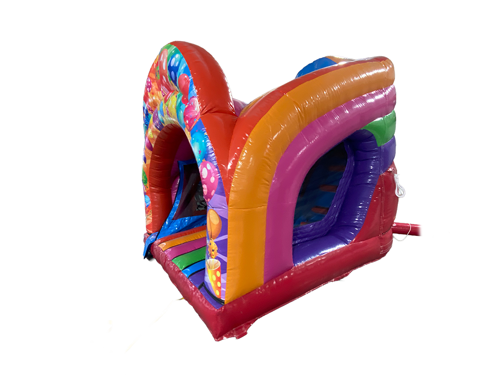 2.5m Platform Multikleurige Feest Gebogen Spring- en Glijbaan - Klaar voor Disco