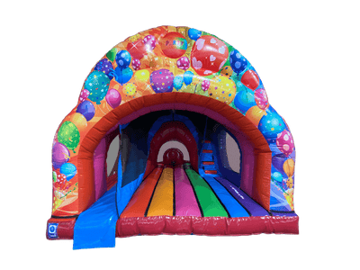 8ft Platform Multicoloured Party Curved Bounce And Slide - Disco Ready