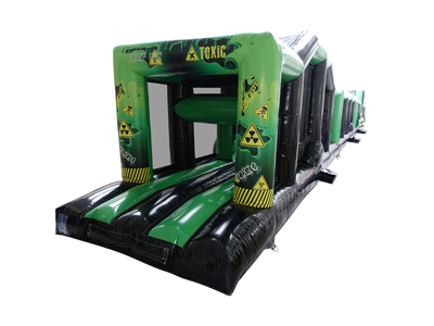 27m 3 Part Green Toxic Obstacle Course - with Roof