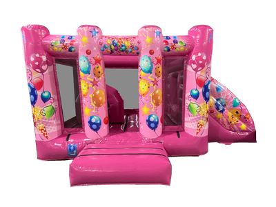 Roze Feest Glijbaan Midi Springkussen