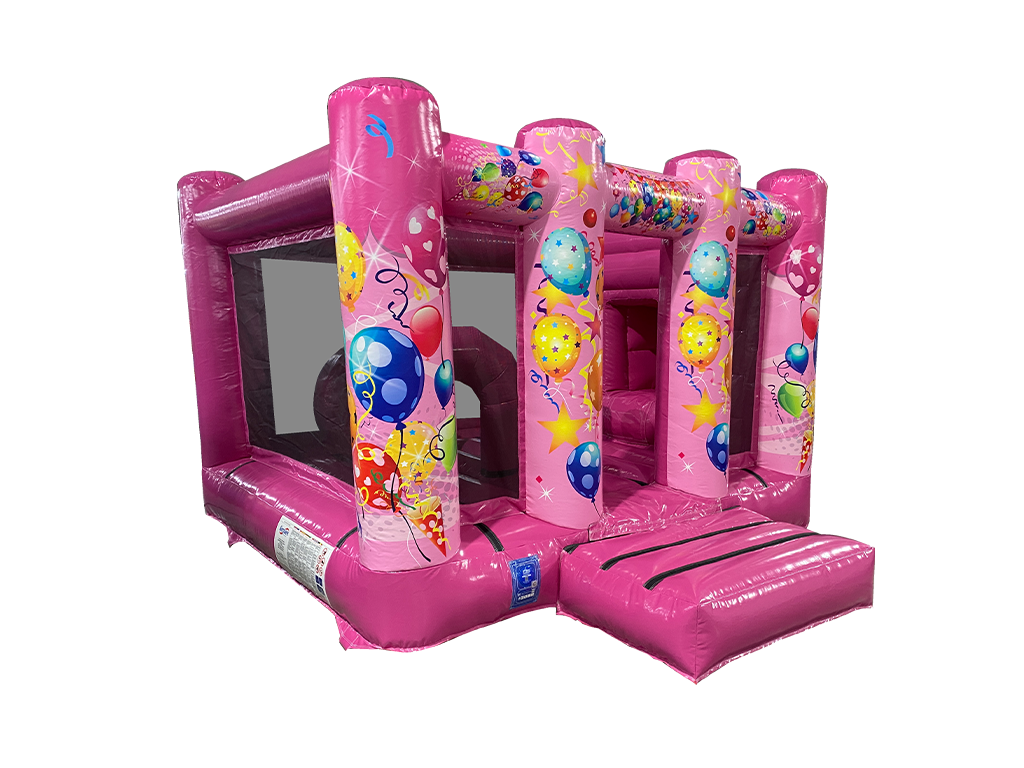 Rosa Party Seitliche Rutsch-Midi-Hüpfburg
