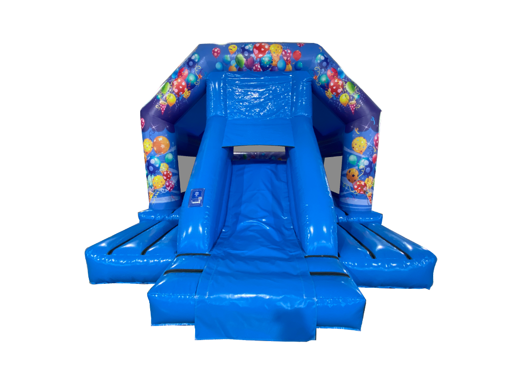 Gonfiabile con scivolo frontale festa blu 5,5x4m