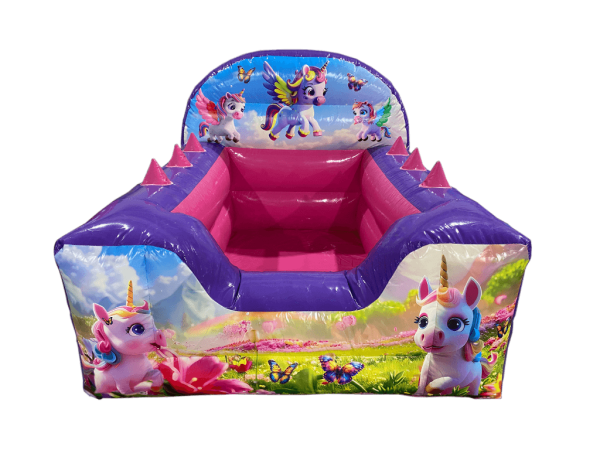 High Back Purple & Fuchsia Unicorn Inflatable Ball Pool