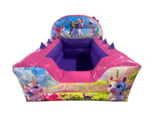 High Back Fuchsia & Purple Unicorn Inflatable Ball Pool