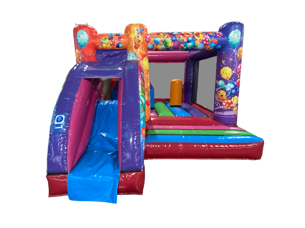 Gonfiabile midi con scivolo frontale festa multicolore