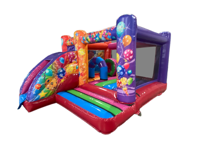 Multicoloured Party Front Slide Midi Bouncer