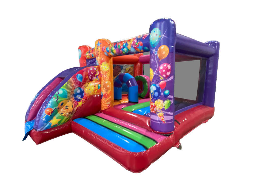 Gonfiabile midi con scivolo frontale festa multicolore