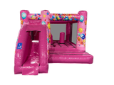 Roze Feest Voorzijde Glijbaan Midi Springkussen