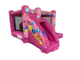 Roze Feest Voorzijde Glijbaan Midi Springkussen