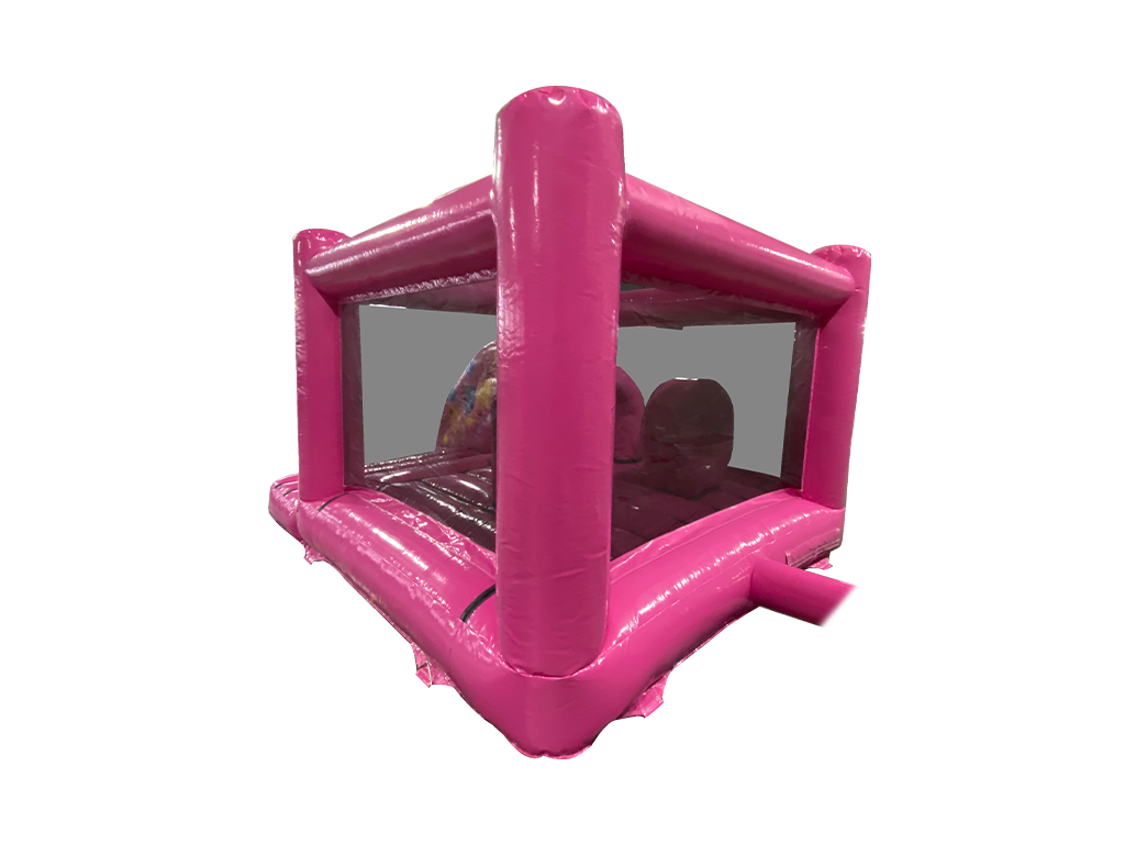 Roze Feest Voorzijde Glijbaan Midi Springkussen