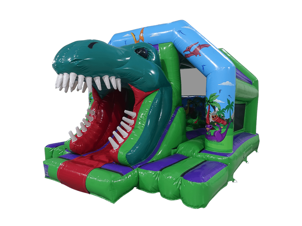 Combinado de Escorregador Frontal 3D de Dinossauro 6x4m - Pronto para Disco