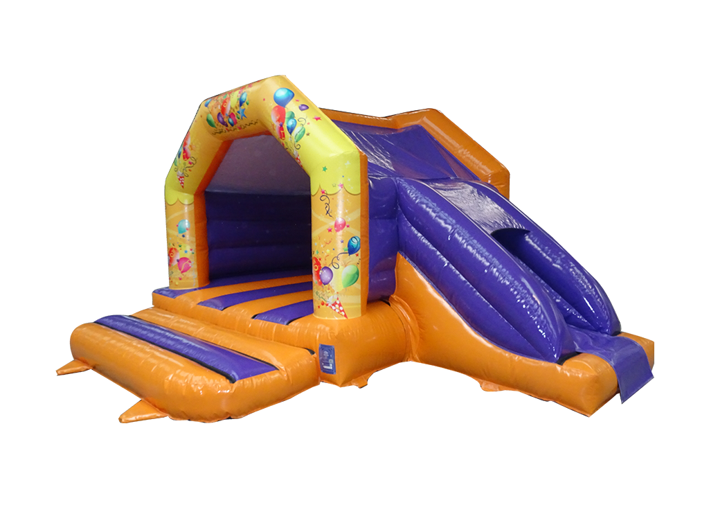 Combi Toboggan Latéral Fête Orange et Violet 4,6x5,5m