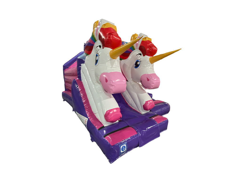 5,5x4m 3D Doppelkopf Einhorn Vorder-Rutsche Kombi