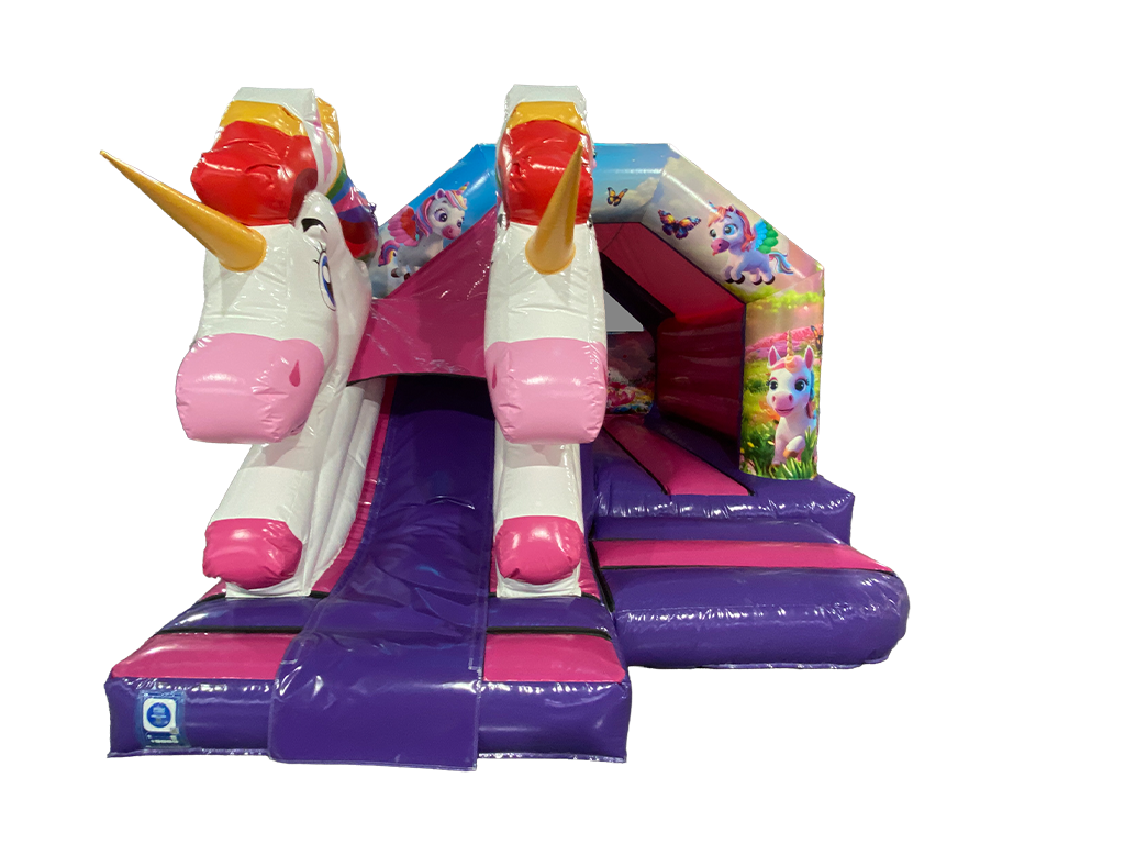 5,5x4m 3D Doppelkopf Einhorn Vorder-Rutsche Kombi