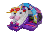 5x4.3m Purple & Fuchsia 3D Unicorn Curved Front Slide Combi