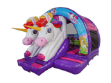5x4.3m Purple & Fuchsia 3D Unicorn Curved Front Slide Combi